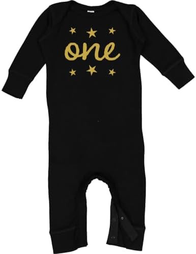 inktastic 1st Birthday Outfit 1 Gold Baby Romper Coveralls | Amazon (US)