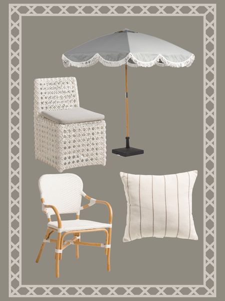 Marshall’s outdoor finds, patio umbrella out outdoor throw pillow, outdoor dining chair, bistro chair, Serena and Lily TJ Maxx

#LTKSeasonal #LTKhome