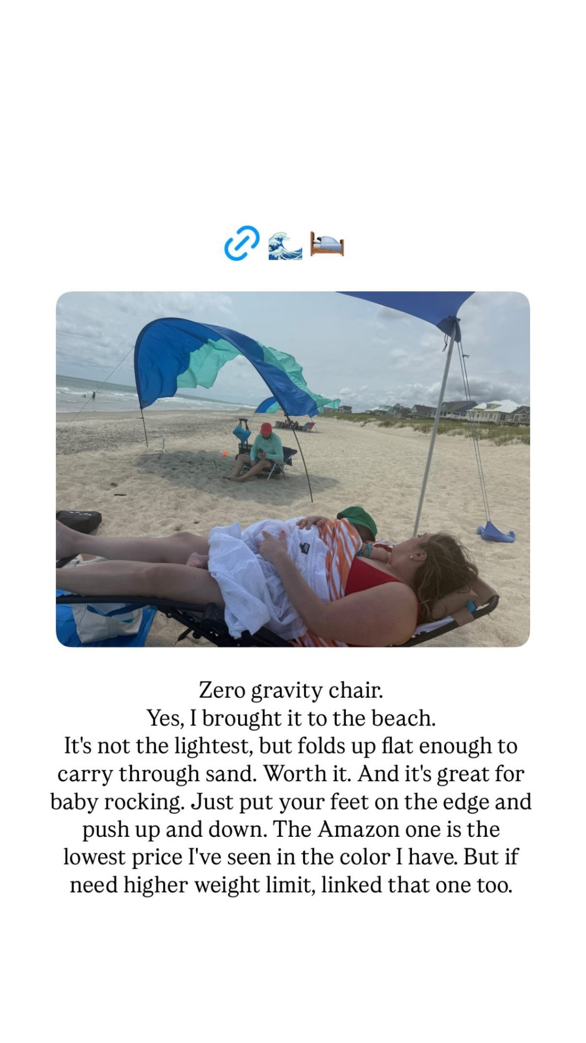 Why yes I did bring my zero gravity chair to the beach. It's not the lightest, but it does fold up flat enough to carry/drag through the sand. Totally worth it. It is also great for rocking a baby. The Amazon one is the lowest price I have seen in this color, but if you need a higher weight limit I have linked that one too.  

 

#LTKHome #LTKSummerEdit #LTKGiftGuide
