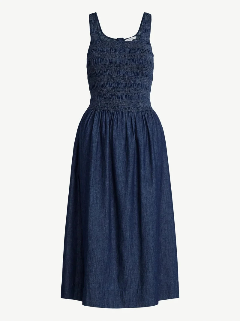 Free Assembly Women's and Women's Plus Cotton Sleeveless Smocked Midi Dress Size-XS to 4X | Walmart (US)