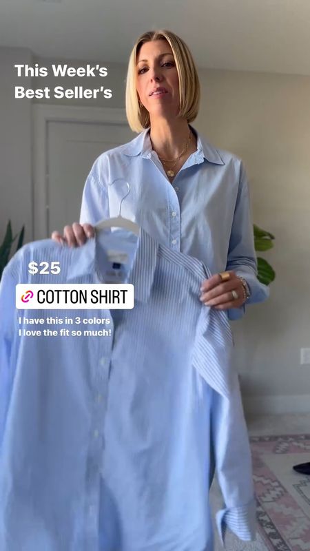 This weeks best sellers: cotton button shirt is the perfect oversize fit. It’s 100% cotton. I am wearing my true to size small.

#LTKover40 #LTKVideo #LTKfindsunder50