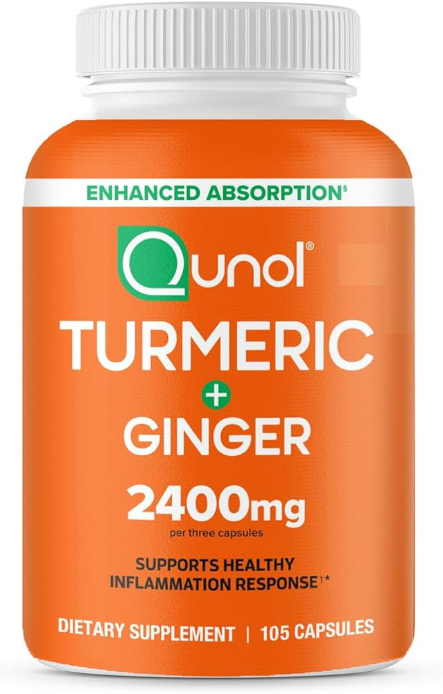 Qunol Turmeric Curcumin with Black Pepper & Ginger, 2400mg Turmeric Extract with 95% Curcuminoids... | Amazon (US)