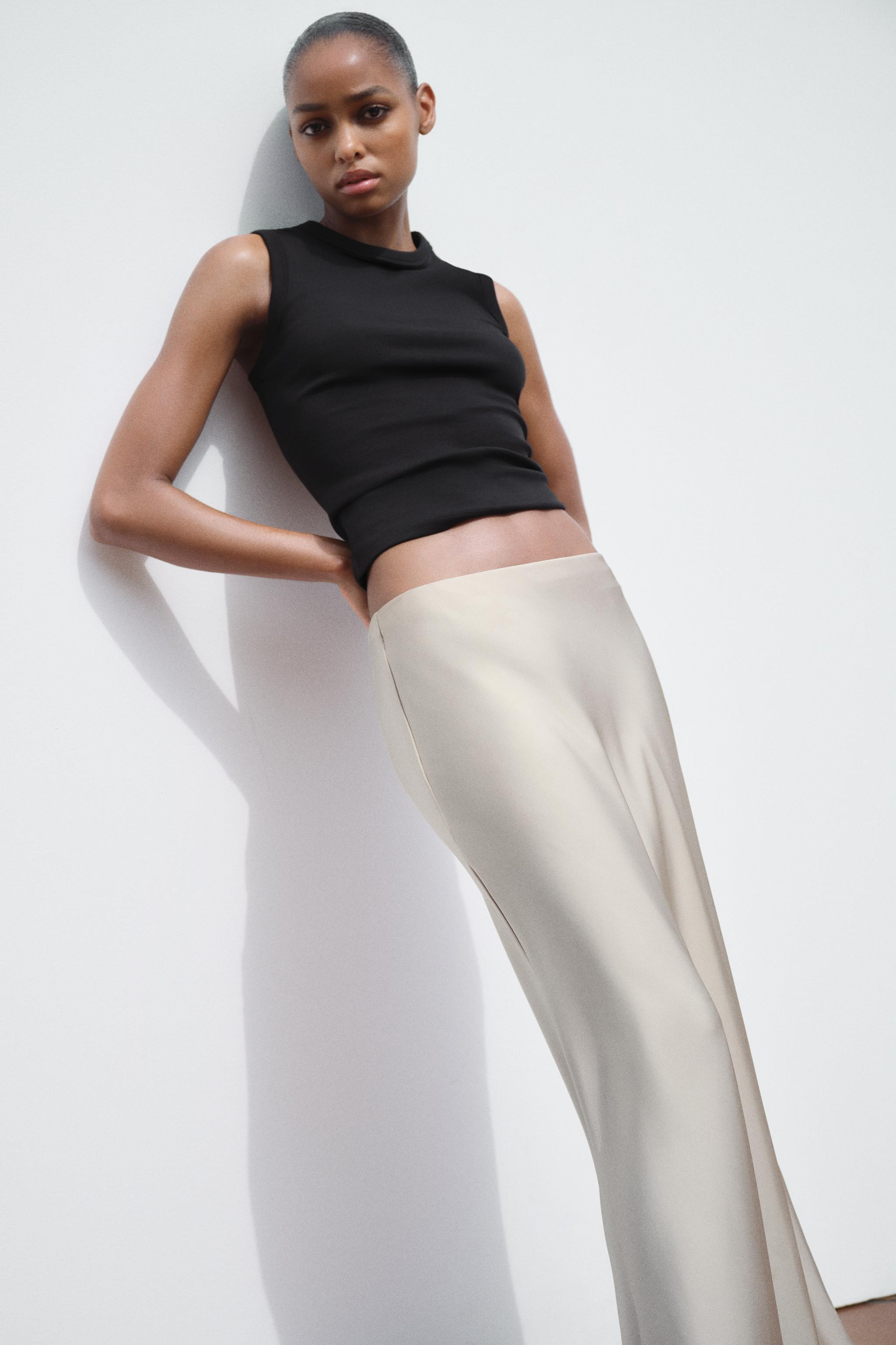 SATIN EFFECT MIDI SKIRT | Zara US