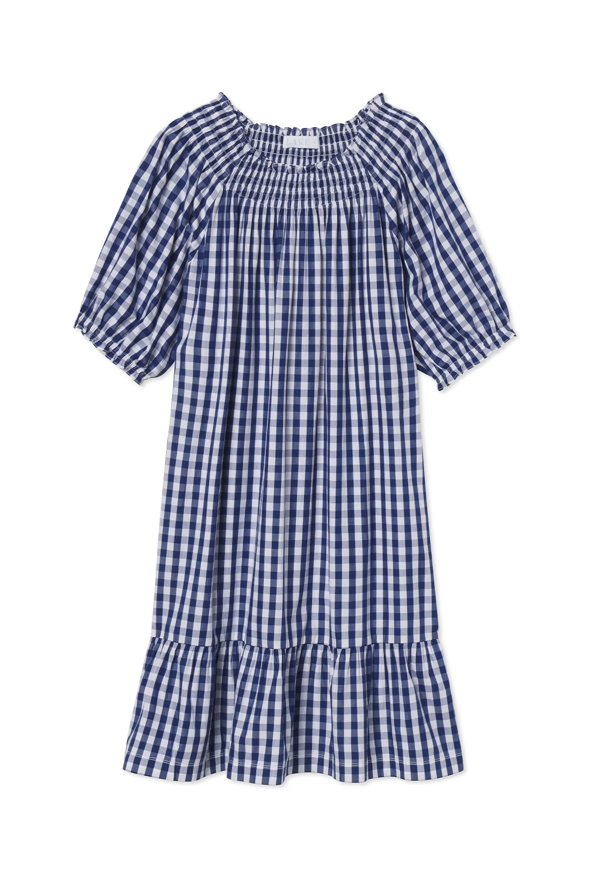 Veranda Dress in Navy Gingham | Lake Pajamas