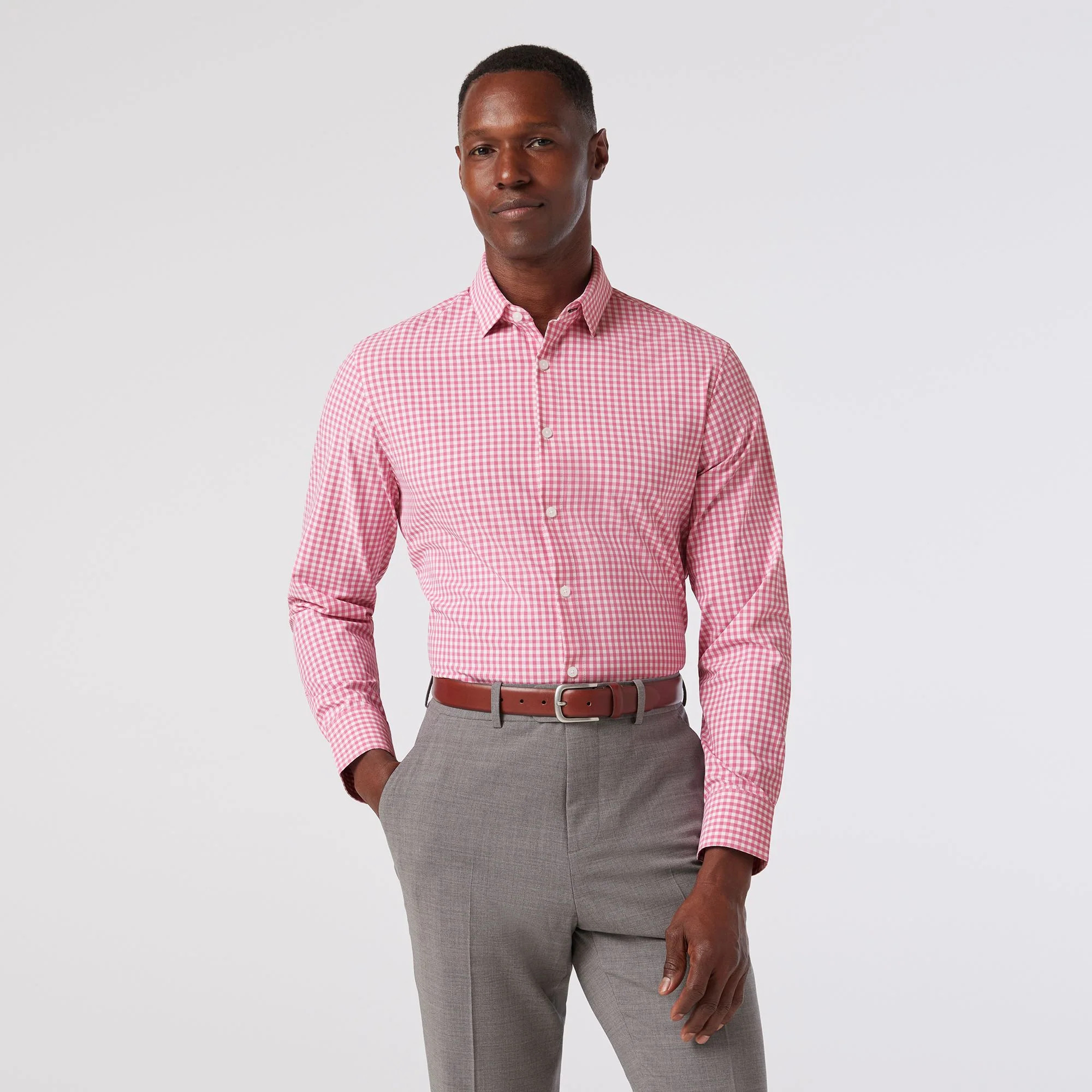 Leeward Dress Shirt - Pink Alamo Gingham | Mizzen + Main