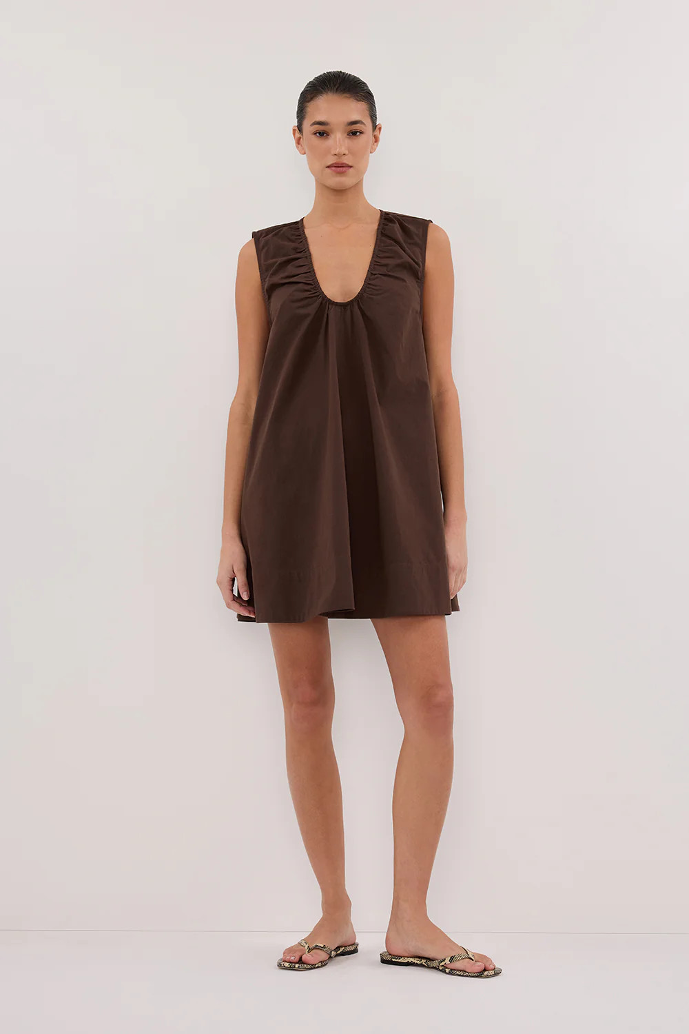 GABBY BITTER CHOC MINI DRESS | DISSH