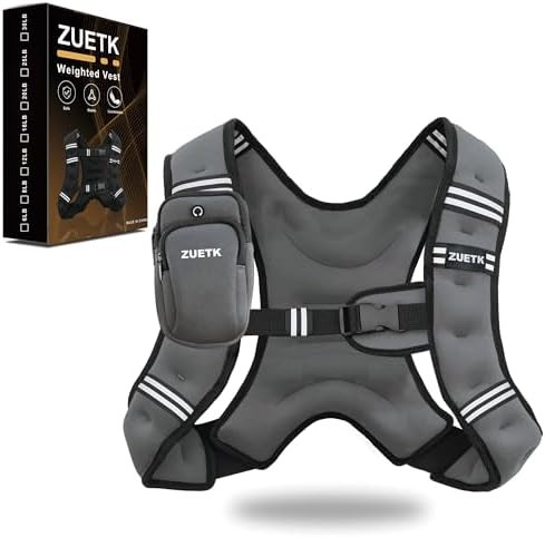 ZUETK Weighted Vest, 6lb/8lb/12lb/16lb/20lb/25lb/30lb Weight Vest with Reflective Stripe, Weighte... | Amazon (US)