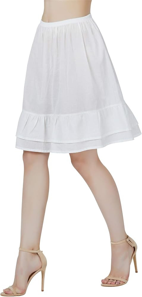 BEAUTELICATE Half Slip 100% Cotton Vintage Underskirt with Lace Embroidery Ivory | Amazon (US)