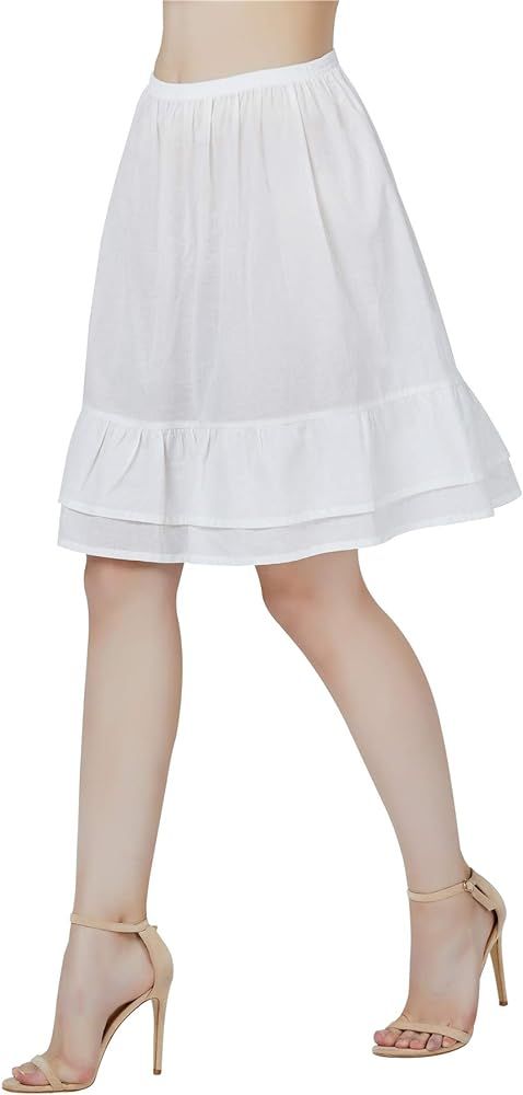BEAUTELICATE Half Slip 100% Cotton Vintage Underskirt with Lace Embroidery | Amazon (US)