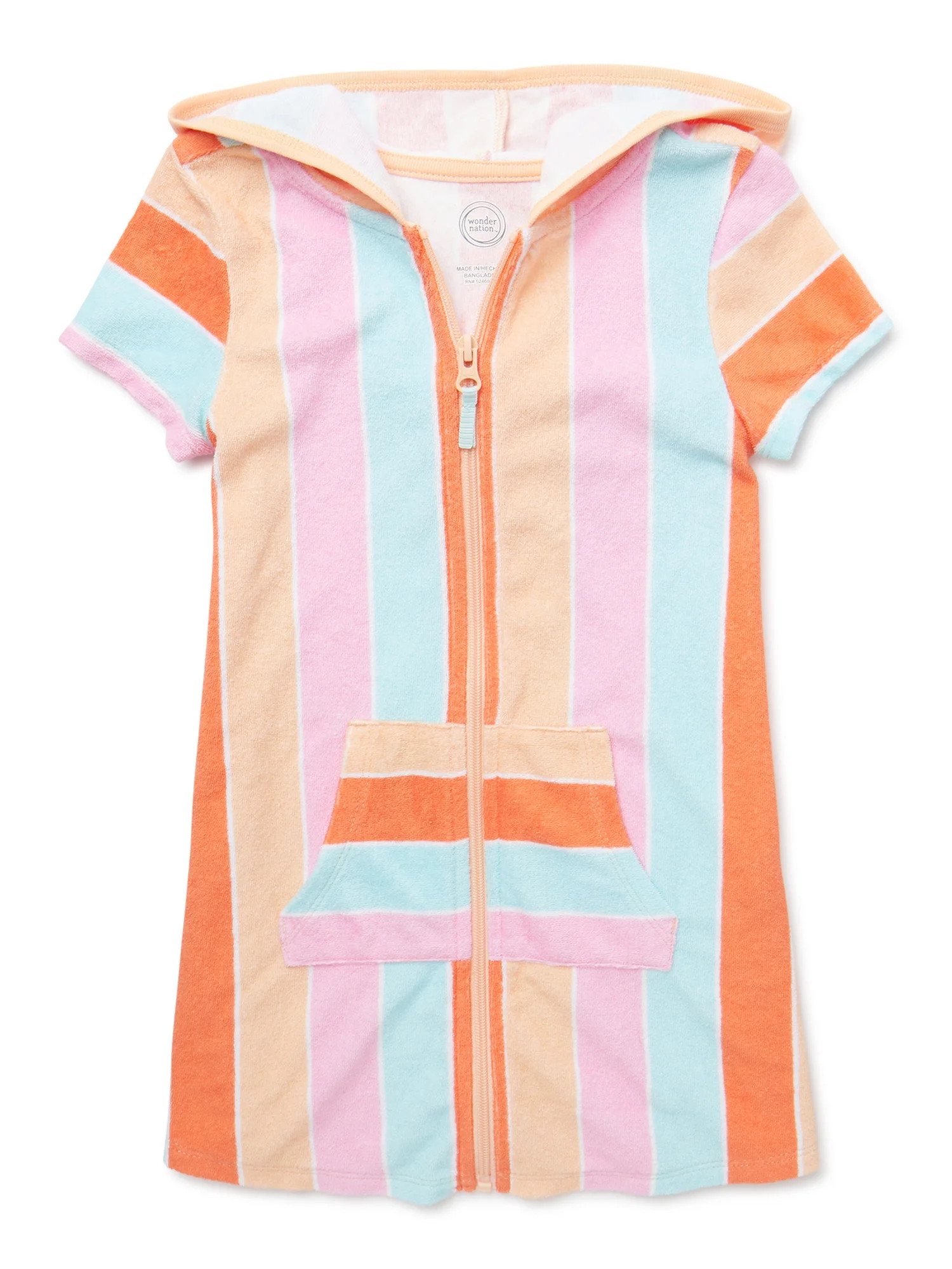 Wonder Nation Girls Terrycloth Swimsuit Coverup with UPF 50+, Sizes 4-18 & Plus | Walmart (US)