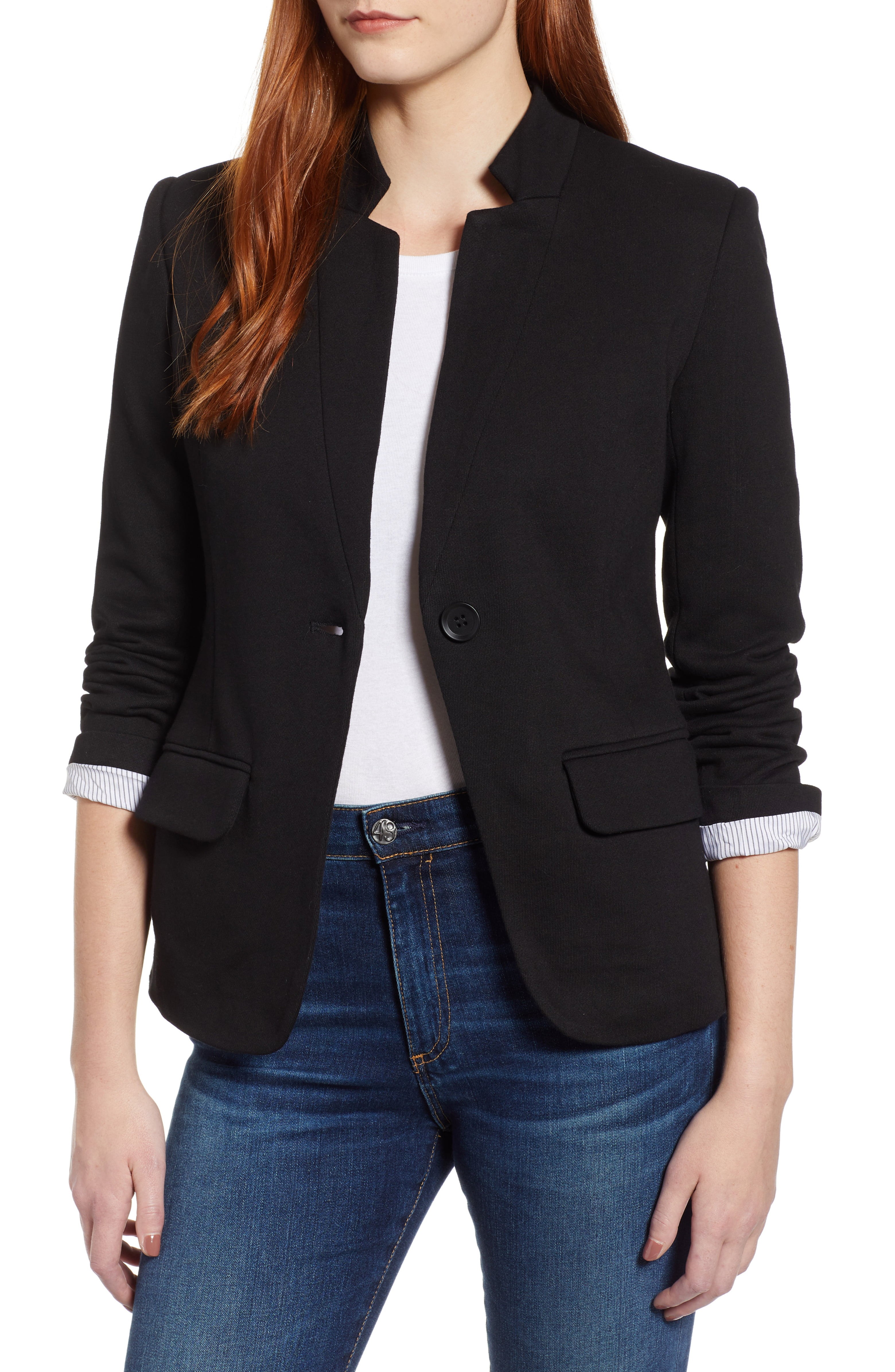 Notch Collar Cotton Blend Blazer | Nordstrom