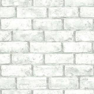 RoomMates Brick Peel and Stick Wallpaper (Covers 28.18 sq. ft.), white/ taupe | The Home Depot