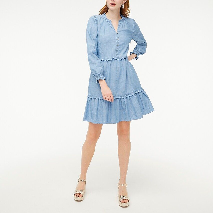 Chambray ruffle mini dress | J.Crew Factory