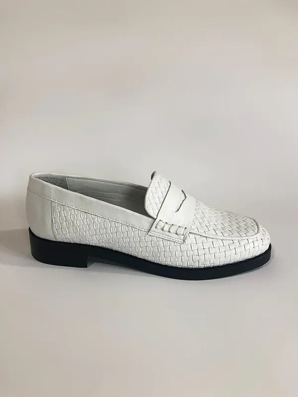 Suzanne Rae Woven Keene Loafer - White - 38 | Verishop