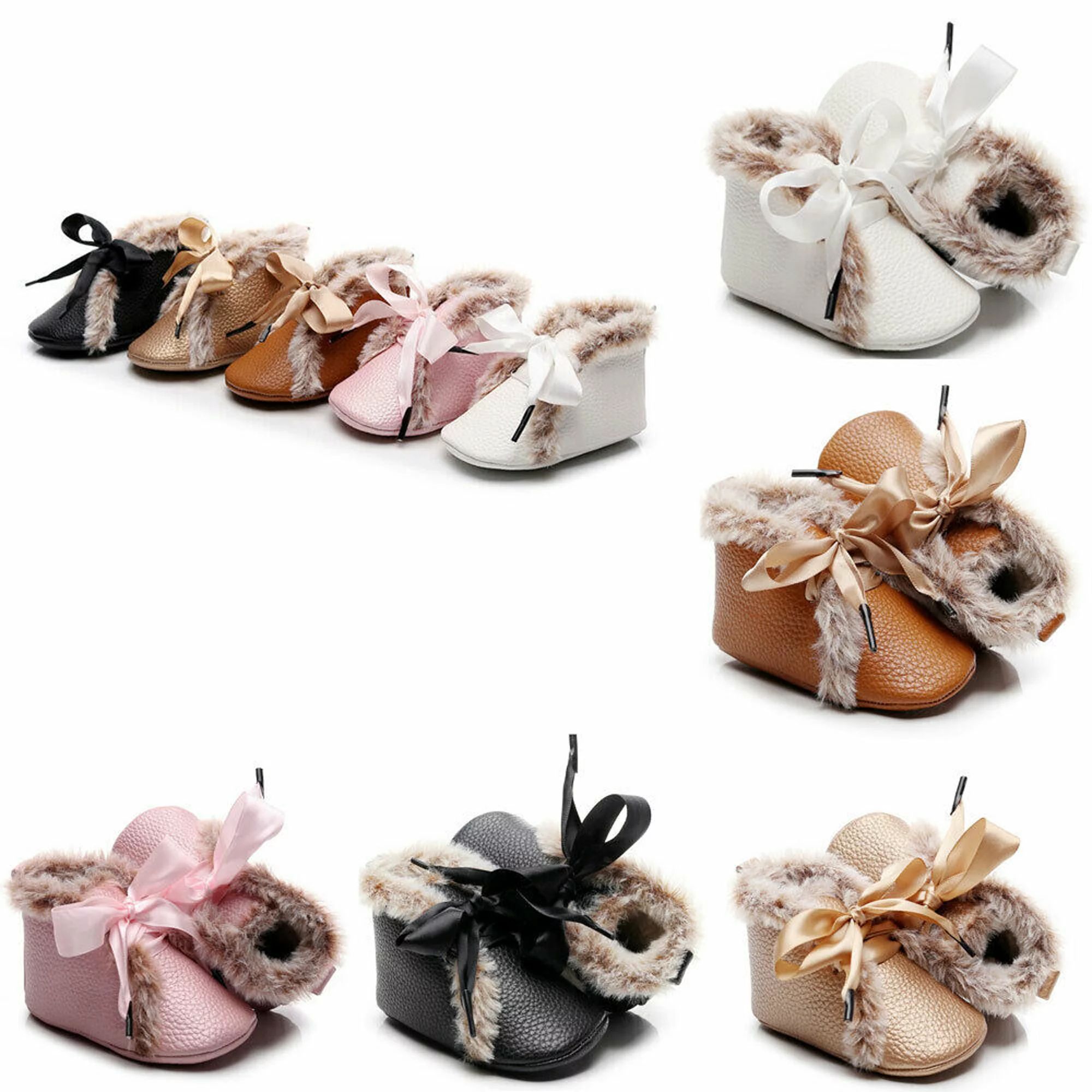 Newborn Baby Boy Girl Booties Soft Sole Snow Boots Winter Warm Fur Crib Shoes | Walmart (US)