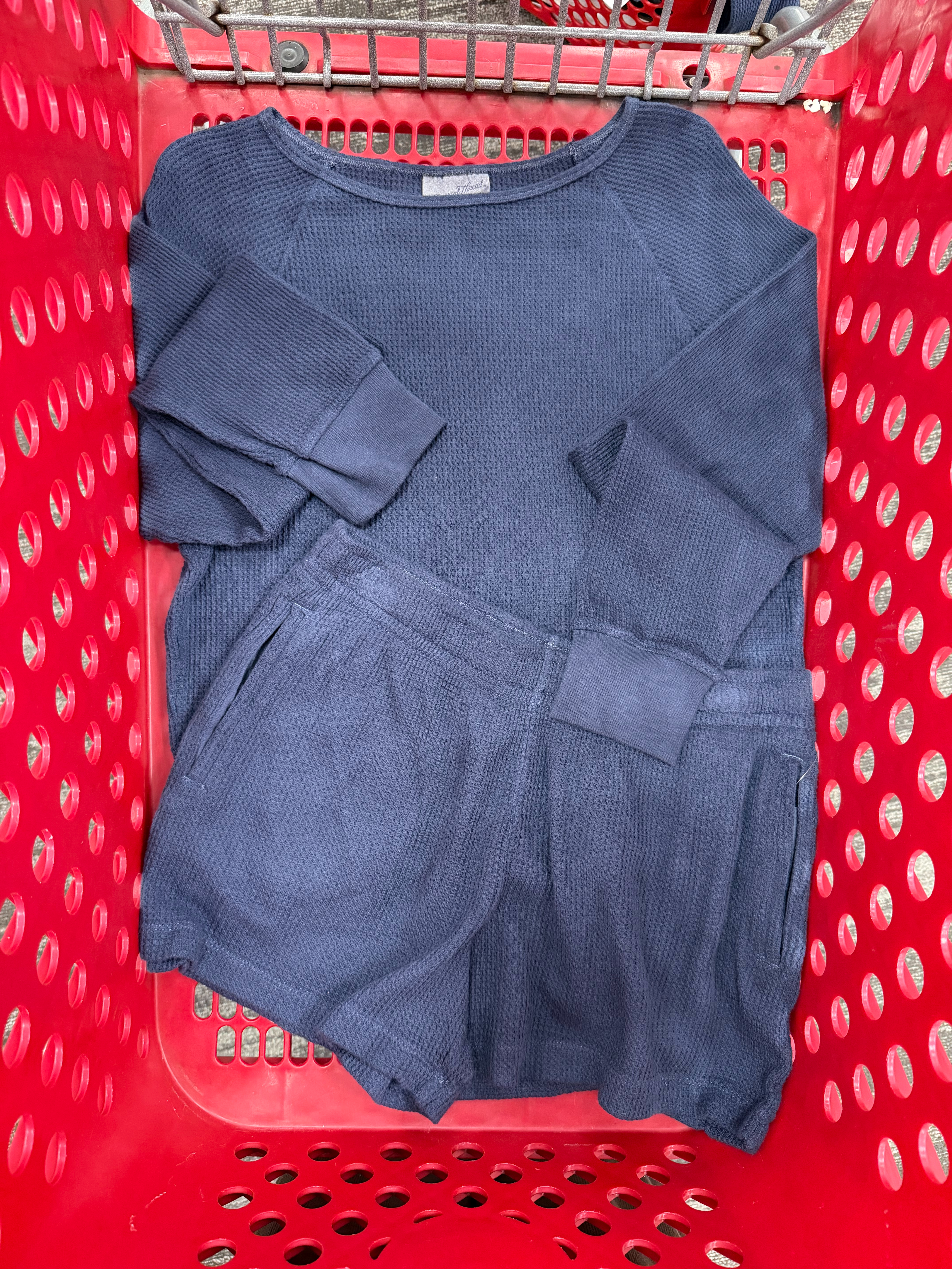 This waffle knit lounge set immediately reminded me of something you'd find at Aerie!! The soft textured fabric, relaxed fit, and classic navy color give it that cozy, elevated loungewear feel without the higher price tag. It’s the kind of set you’ll reach for on repeat for lounging at home, travel days, or slow weekend mornings. 

 #LTKdayinmylife #LTKgrwm #LTKootd