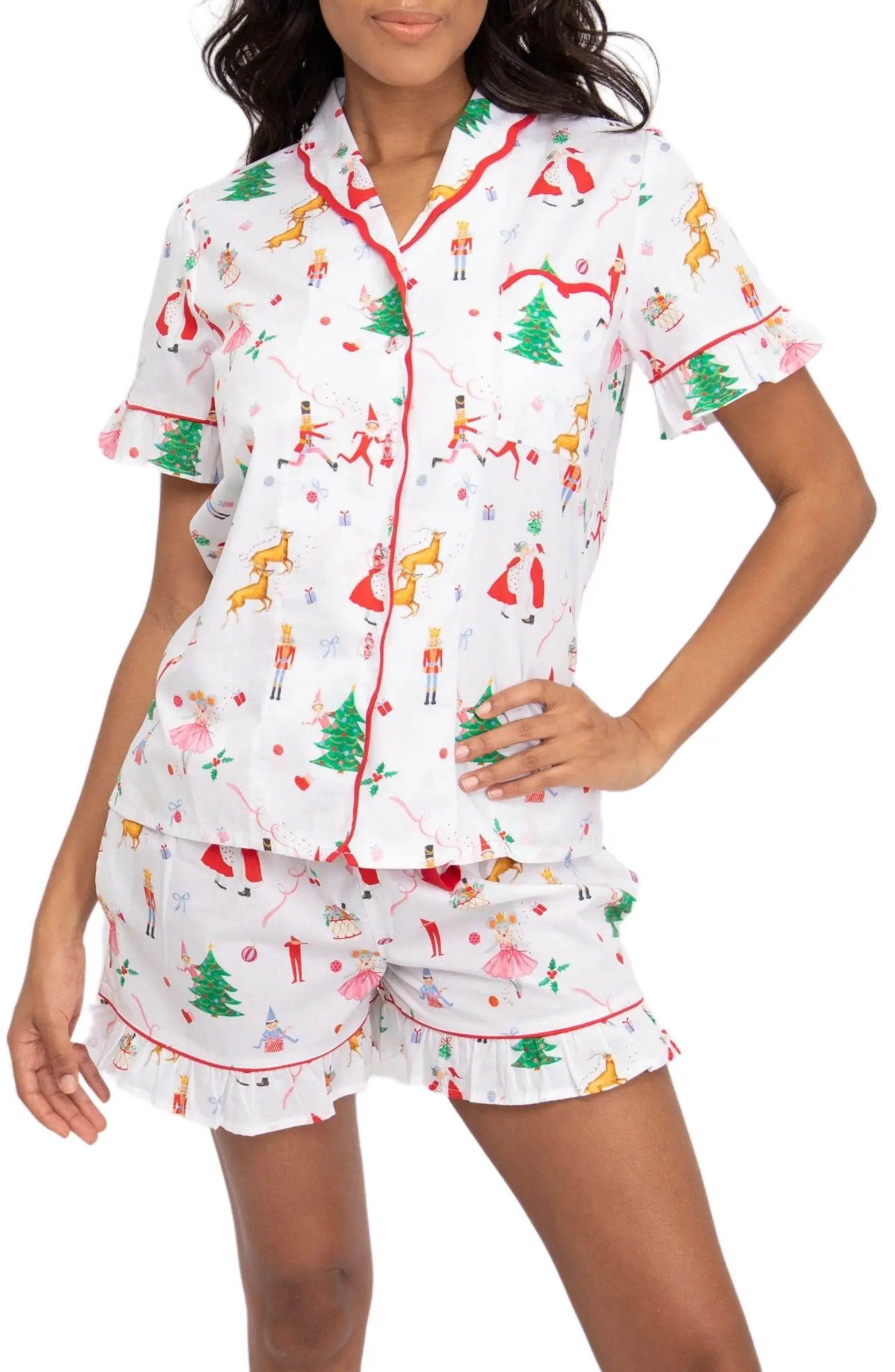x Kathy Hilton Christmas Magic Print Cotton Short Pajamas | Nordstrom