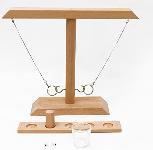 Hook and Ring Toss Game for Adults with Chains, Cup, Dice and Shot Ladder - Handmade Wooden Hook ... | Amazon (US)