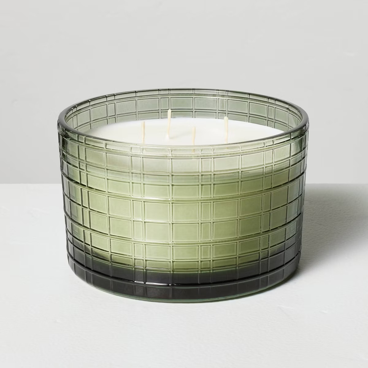 Textured Glass Fireside Spruce 4-Wick Jar Christmas Candle Green 24oz - Hearth & Hand™ with Mag... | Target