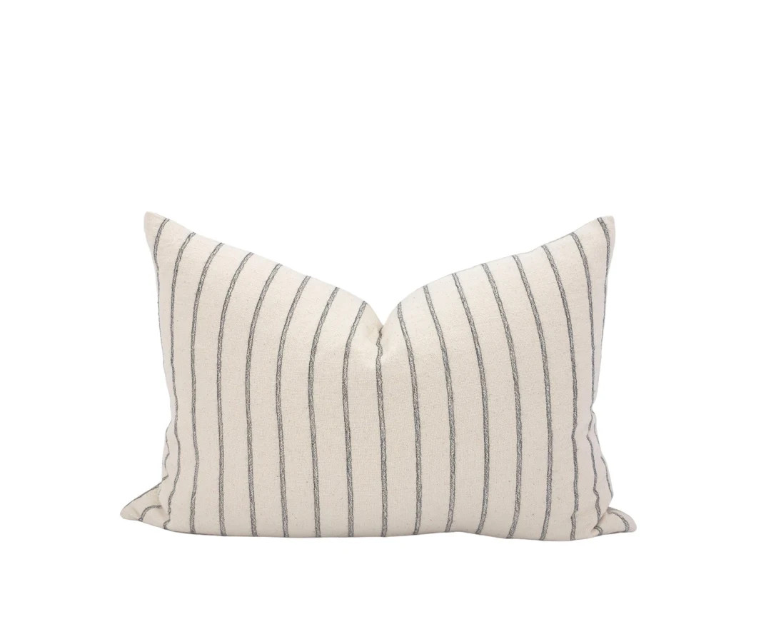 OLIVER || Black Stripe Pillow Cover Cream and Black Stripe Modern Stripe Pillow Cover Stripe Lumb... | Etsy (US)