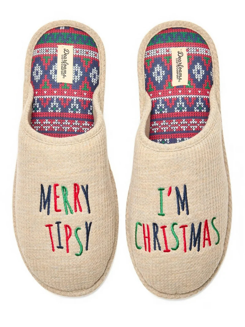 Dearfoams Cozy Comfort Men's Tipsy & Bright Novelty Slippers | Walmart (US)