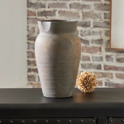 Brickmen Vase, Antique Gray | Ashley Homestore