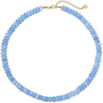 Beaded Necklace for Women,Natural Gemstone Necklace for Women,Colorful Bead Choker Necklace Handm... | Amazon (US)