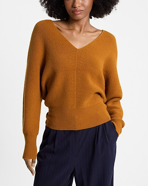 Ribbed V-neck Banded Bottom Soho Sweater | Express