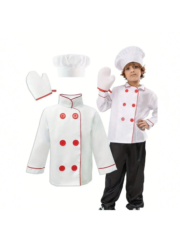FUNPARTY 3 pezzi, Costume da chef bianco per bambini, set da gioco di ruolo da chef con cappello ... | SHEIN