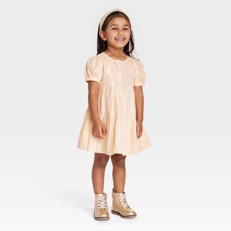 Toddler Girls' Tiered Short Sleeve Dress - Cat & Jack™ Gold | Target