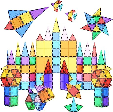PicassoTiles 100 Piece Set 100pcs Magnet Building Tiles Clear Magnetic 3D Blocks Construction Pla... | Amazon (US)
