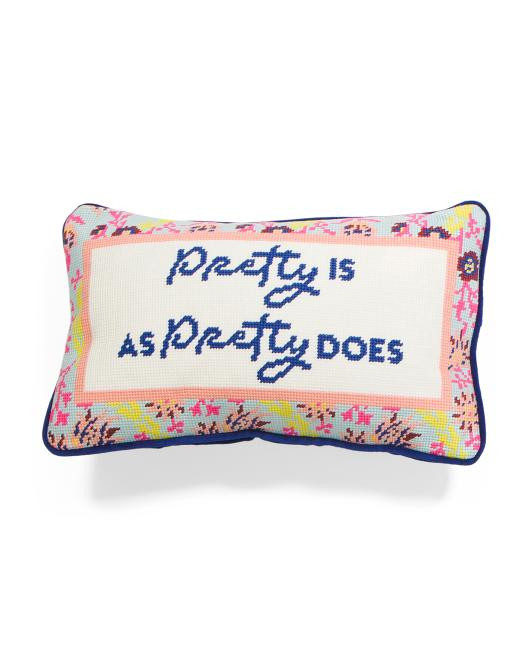 9x16 Pretty Is Needlepoint Pillow | TJ Maxx