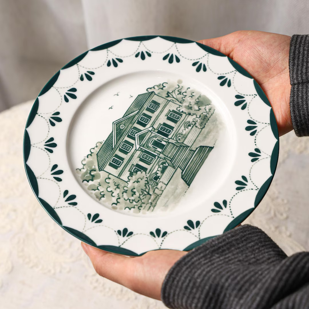 Custom Green House Ceramic Plate Personalized Handpainted Home Keepsake Platter Serving Heirloom ... | Etsy (US)