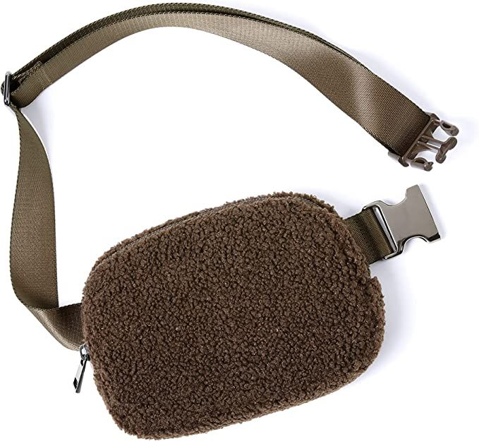 Amazon.com | ODODOS Fleece Mini Belt Bag with Adjustable Strap, Sherpa Small Waist Pouch Fanny Pa... | Amazon (US)