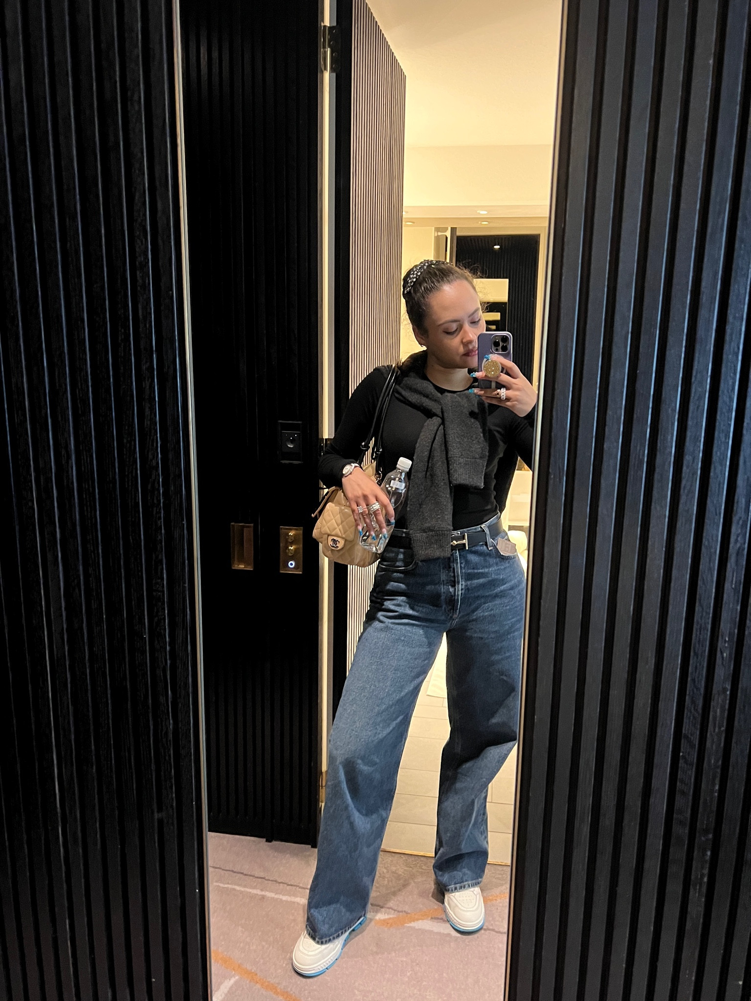 Black top, cardigan, blue jeans, quilted handbag, white trainers, black belt

#LTKeurope #LTKstyletip #LTKSeasonal