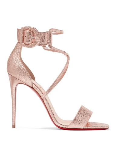 Christian Louboutin - Choca 100 Metallic Cracked-leather Sandals - Gold | NET-A-PORTER (US)