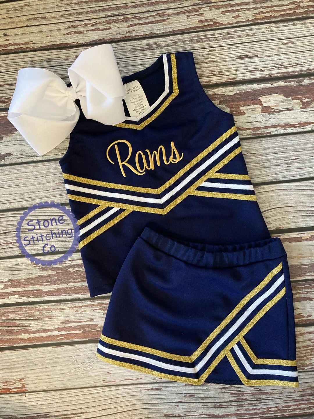 Navy & Gold Cheer Uniform Customized Cheerleading Uniform - Etsy | Etsy (US)