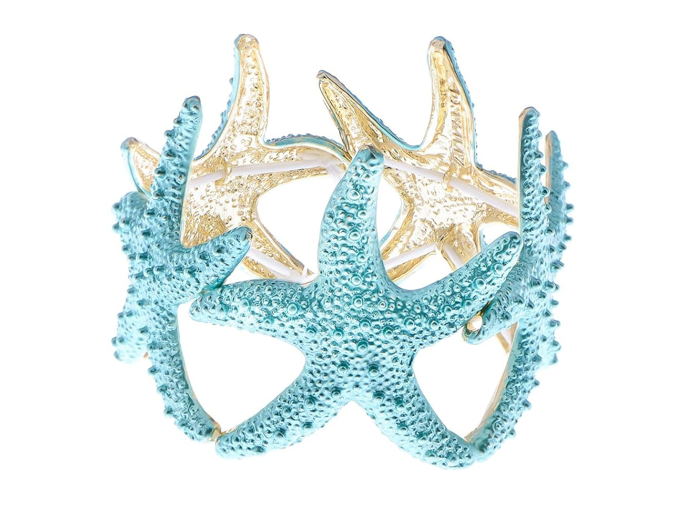 Alilang Womens Shiny Textured Starfish Stretch Bangle Cuff Statement Bracelet | Amazon (US)