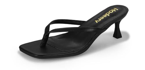 Amazon.com | Hodeery Women's Kitten Heels Thong Sandals Open Square Toe Flip Flop Low Heels 2.5 I... | Amazon (US)