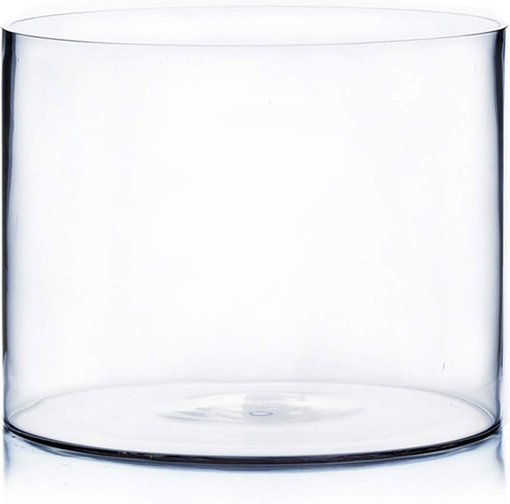 WGV Cylinder Vase, Width 10", Height 8", Clear Wide Large Diameter Flower Glassware, Floral Conta... | Amazon (US)