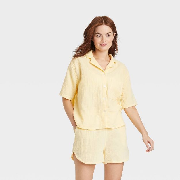 Women's 100% Cotton Short Sleeve Notch Collar Pajama Top - Stars Above™ | Target