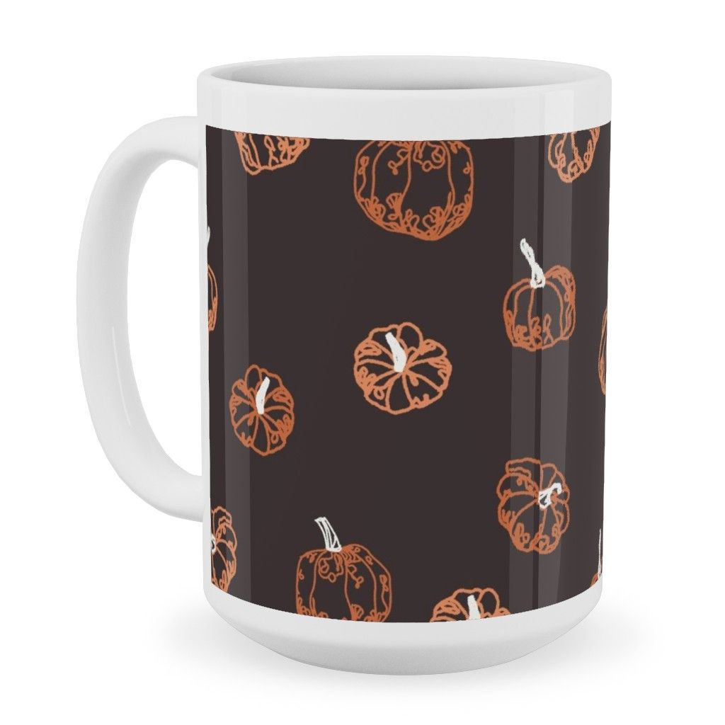 Mugs: Pumpkins Ceramic Mug, White, 15Oz, Brown | Shutterfly