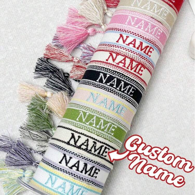 1pc Customizable Knitted Bracelet, Adjustable Size, Personalized With Text/Name, Customizable Bir... | SHEIN