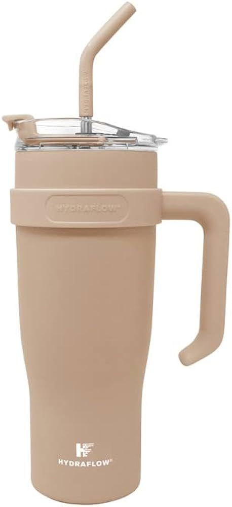HYDRAFLOW Capri - 40oz Tumbler with Straw and Handle - Triple Wall Vacuum Insulated Tumbler - Ins... | Amazon (US)