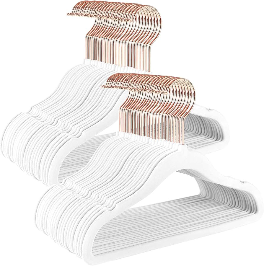 Kids Velvet Hangers Non-Slip Clothes Hangers, 11.8” Inch 50 Pack Space Saving Childrens Hangers... | Amazon (US)