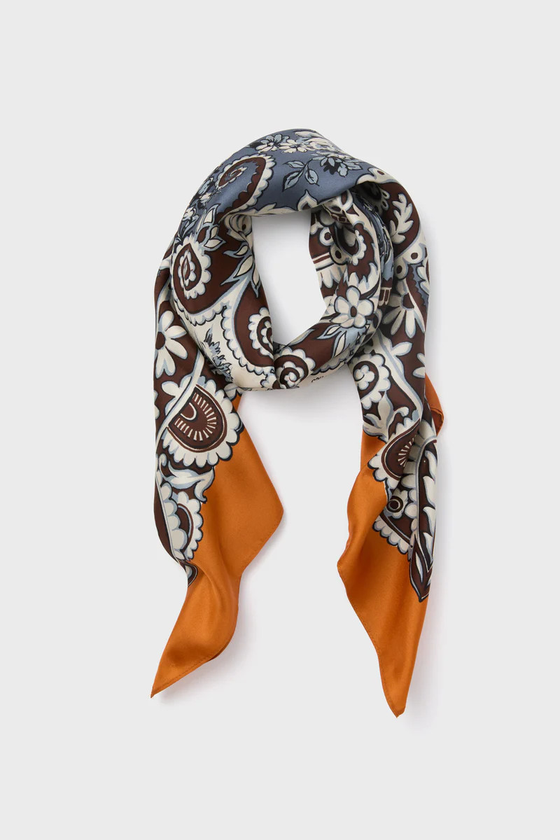Orange Filigree Medium Silk Scarf | Tuckernuck (US)