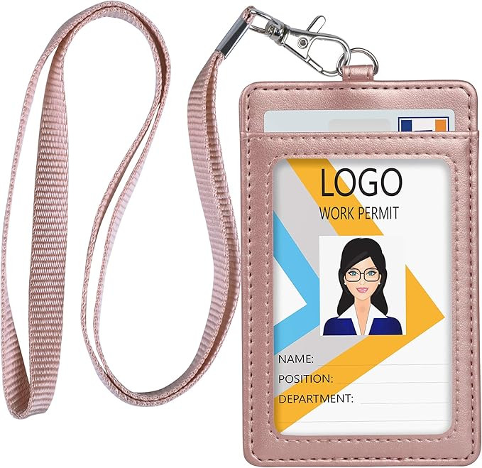 Teskyer Leather ID Badge Holder, Vertical PU Leather ID Badge Holder with 1 Clear ID Window & 1 C... | Amazon (US)