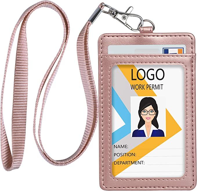 Teskyer Leather ID Badge Holder, Vertical PU Leather ID Badge Holder with 1 Clear ID Window & 1 C... | Amazon (US)