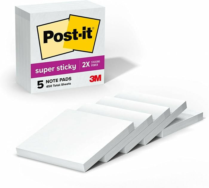 Post-it Super Sticky Notes, 5 Sticky Note Pads, 3 x 3 in., School Supplies, Office Products, for ... | Amazon (US)
