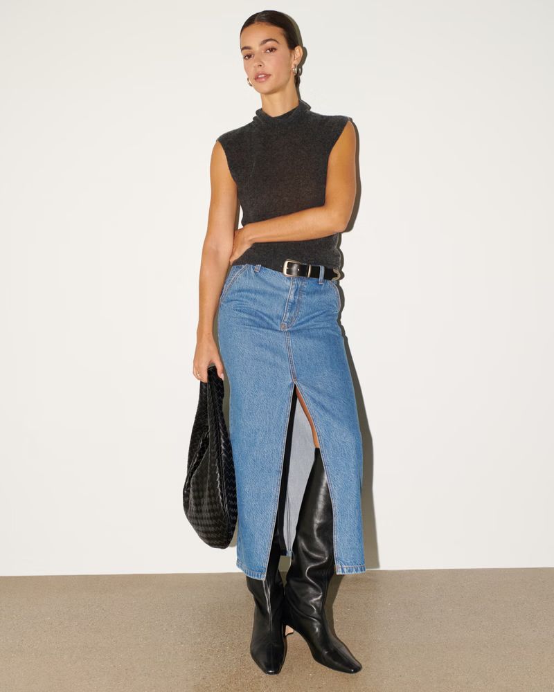 Women's Denim Maxi Skirt | Women's New Arrivals | Abercrombie.com | Abercrombie & Fitch (US)